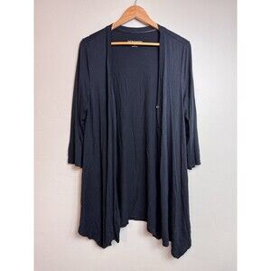 Soft Surrounding Womens Black Light Cardigan Button Front Asymmetrical Cozycore